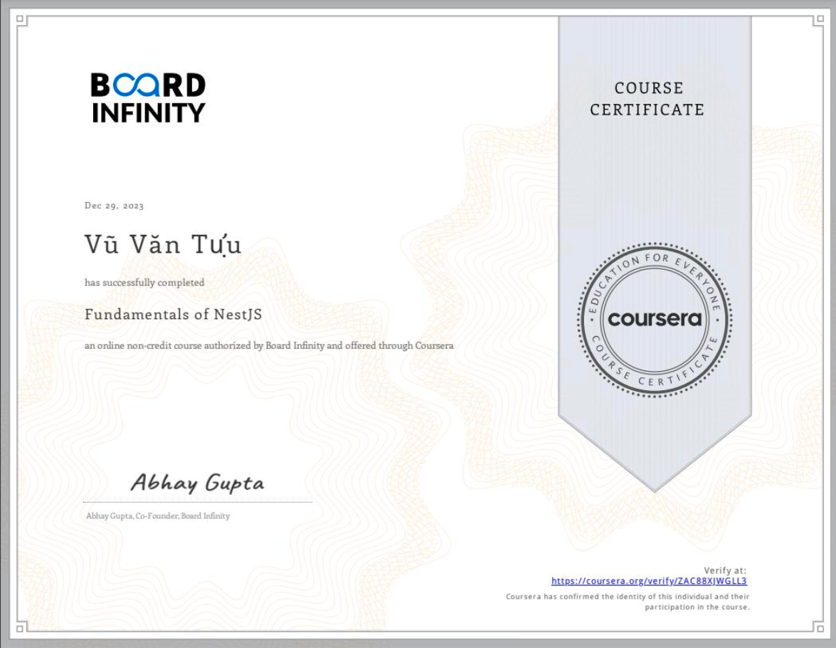 NestJS Certificate